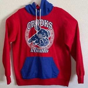 NEW Crooks & Castles Men’s Large Red and Blue Graphic Hoodie